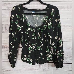 Old Navy S Floral Squareneck Peasant Top